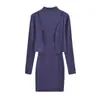 Vestido Camiseta Francés Sexy de Cuello Alto sin Mangas para Mujer Otoño Nuevo Estilo Elegante Adelgazante Bodycon Falda Corta