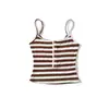 Bt959-26 Primavera Estilo Coreano Ajuste Delgado Cuello en U Rayas Top Corto con Botones Ocultos en el Pecho