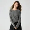 Novo Cashmere Trabalho Pesado Gola Redonda Patch de Borboleta Cashmere Feminino Fada Gentil Solto Camada Interna Camada Base Malha