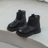 Nuevas botas de cuero para niños estilo coreano, botas para niñas, botines para bebé, botas Martin para niños, zapatos de cuero negros