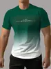 Camiseta Masculina Mais Vendida Estampa 3D Gradiente Simples Tendência da Moda Tamanho Europeu Manga Curta Casual Roupa de Verão