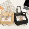 Lindo Bolso Cruzado para Estudiante Universitario Bolso Estilo Universitario para Mujer Transparente Color Sólido Bolso Hinchado Dolorido Gran Capacidad Bolso de Hombro para Estudiante de Secundaria Trendy