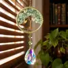 Pegador de Sol de Cristal Lua Borboleta Sino de Vento de Cristal Pedra Triturada Natural Decoração para Casa e Escritório