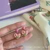 Pendientes Minimalistas de Corazón Rosa para Mujer Clavijas de Tulipan de Alta Gama Joyería para Orejas Exquisita Nueva Tendencia Veraniega Retro