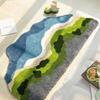 Alfombra de Musgo de Planta Verde Estilo Ins Nórdico Alfombra Dormitorio Mesita de Noche Manta Forma Especial Habitación Fresca Sala de Estar Alfombra Flocada Antideslizante