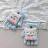 Guantes de Gato Hembra de Dibujos Animados con Dedos Medios abatibles para Edades 2-7, Resistentes al Frío Invernal y Cálidos, Engrosados para Guardería, Lindos para Uso al Aire Libre
