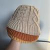 Gorro de cubo pequeño de jacquard tejido de hilo de cachemira estilo coreano para mujer, cálido de otoño e invierno, sombrero de pescador trenzado, estilo adulto moderno