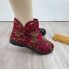 Sapatos de Algodão Velho de Pequim, Inverno com Solado Macio Leve para Mulheres, Confortáveis, Forrados com Lã, Tecido Quente, Estilo Étnico, para Mães de Meia-Idade e Idosas