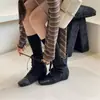 Botas de Mujer 2026 de Moda Otoño-Invierno Estilo Coreano Color Bloque Retro Moda con Cordones que Aumentan la Altura Plisadas