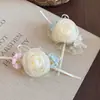 Pinza para el Cabello con Flor de Tela, Concha y Moño de Encaje, Estilo Hada Súper Vacacional, Dulce Pinza de Pato, Accesorio para el Cabello Versátil y de Moda para Mujeres