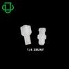 Conector Hembra de Rosca Externa Luer Roscado de Plástico PP/PC/Nailon de Alta Calidad con Rosca 1/4-28UNF
