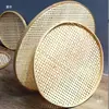 Criba redonda de bambú con agujeros para secado doméstico de productos secos, estante de bambú para restaurante de hot pot para colocar platos, criba redonda hueca de bambú sin agujeros