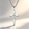 Collar de acero inoxidable con forma de cruz estilo hip-hop callejero europeo y americano para hombre, colgante incrustado de diamantes, accesorio personalizado moderno y de moda, transfronterizo