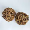 Pelota de Rama de Sauce Natural Personalizada con Piel, Set de Mordedores para Mascotas, Pelota de Hierba para Aliviar el Aburrimiento, Pelota de Paja Vegetal Tejida a Mano