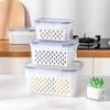 Caja de almacenamiento para refrigerador Temu transfronteriza, caja sellada para mantener la frescura de la cocina, caja rectangular para almacenar alimentos, cesta para escurrir frutas y verduras