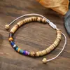 Pulsera con Cuentas de Concha de Agua Dulce y Madera de Color Maillard Transfronteriza de Moda Pulsera de Acero Inoxidable con Piedras de Nicho para Hombres y Mujeres