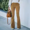 Pantalones de pana acampanados de cintura alta ajustados de color liso para mujer, con cintura elástica, de moda casual, para la primavera y el otoño 2026, transfronterizos