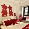 Set de Decoración de Habitación de Boda con Carácter Grande de Doble Felicidad, Decoraciones de Boda para la Habitación Nueva del Novio, Dormitorio de la Novia, Pared de Fondo de Tablero KT para Cabecera con Carácter de Doble Felicidad