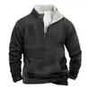 2024 invierno nuevo creativo patrón de rayas chaqueta acolchada de algodón para hombre manga larga cuello alto suéter de media cremallera cuello de suéter forrado de polar