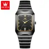 Marca Oulishi Nuevo de Moda Cuadrado Personalizado Acero de Tungsteno con Forma Resistente al Agua Reloj de Cuarzo Reloj para Hombre Reloj para Hombre