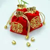 Feliz palabra bolsa de franela con borde dorado cordón de boda bolsa de tela pequeña biselada monedero fábrica venta al por mayor colgante bolsa de joyería chapada en oro fu