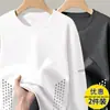 Camiseta deportiva casual para hombre de manga larga con estampado, moderna para adolescentes, adecuada para todas las estaciones, cuello redondo, top básico de manga larga