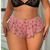 Shorts leves plissados de malha floral doce e sexy para uso transfronteiriço com estampa de coração, corte solto, plus size, roupa íntima para casa
