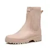 Nuevas botas de lluvia Chelsea de varilla tejida pinfei Zapatos impermeables para mujer Ropa exterior Zapatos de agua antideslizantes Protección de la boca Suela gruesa Botas de lluvia de moda