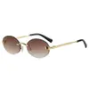 Gafas de sol retro ovaladas sin montura para mujer, Gafas de sol metálicas de moda estilo Puro Deseo para hombres modernos, Protección solar de alta gama estilo Ins
