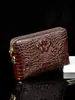 Bolso de Mano para Hombre de Alta Gama con Patrón de Cocodrilo, Bolso Clutch con Cerradura de Combinación para Negocios, Bolso de Mano Pequeño de Moda con Múltiples Compartimentos y Gran Capacidad