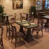 Conjunto de mesa e cadeiras de café estilo retrô, mesa de madeira maciça e azulejo cerâmico, adequado para lojas de sobremesas, padarias, uso comercial, restaurantes ocidentais modernos, mesas e cadeiras de jantar