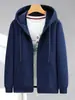 Sudadera Cardigan para Hombre con Capucha, Cremallera, Talla Extra Grande, Forro Polar, Engrosada, Corte Holgado, Chaqueta Deportiva Casual, Nuevo Estilo de Invierno