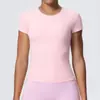 Nova Camiseta Feminina de Treino Justa Cross-Border com Sensação de Nuvem, Controle de Barriga, Fitness, Corrida, Secagem Rápida, Casual, Top de Yoga