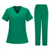 Scrubs Médicos de Secagem Rápida Shein para Mulheres Slim Fit Conjunto Scrub Uniforme de Doutor Clínica de Beleza Médica Roupa de Trabalho de Enfermeira
