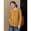 Blusa retro con volantes estilo Hong Kong para mujer, principios de otoño, talla grande, corte holgado, adelgazante, disimula y rejuvenecedora, de manga larga