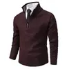 Suéter de punto grueso con media cremallera para hombre, estilo coreano, moderno, forrado de polar, chaqueta de punto para hombre