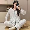 Pijama de Algodão para Meninas na Primavera e Outono, Cardigã Doce Estilo Princesa, Calça de Manga Longa, Conjunto de Duas Peças para Casa que Pode Ser Usado Fora
