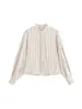Conjunto de dos piezas de moda casual retro transfronterizo europeo y americano para mujer, con camisa de manga corta a rayas de cuello redondo y pantalones anchos plisados