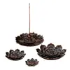 Porta Incenso com Design de Lótus, Porta Incenso Três Tesouros, Bandeja de Incenso Cobre Antigo, Queimador de Incenso Multiuso, Suporte de Incenso de Interior Três-em-Um para Uso Doméstico