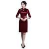 Vestido de Noiva Vermelho Ácido Acético Cheongsam Melhorado Vestido Feminino Adulto Comprimento Médio Vestido Ocidental de Primavera para Mãe