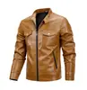 Nueva chaqueta de cuero para hombre para otoño e invierno, chaqueta de cuero de trabajo, abrigo casual, ropa masculina moderna estilo coreano, elegante, forrada de polar y engrosada