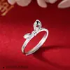 Anillo de Orejas de Conejo de Plata Esterlina S925 Zhen Nuevo Anillo Abierto para Mujer Diseño de Nicho Año de Nacimiento Anillo de Lujo Ligero Invierno