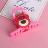 Pinza para la cabeza con dibujos animados para niña pequeña, pinza para el pelo con forma de oso fresa, pinza para el pelo roja de red, accesorios para el cabello para mujer
