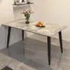 Juego de mesa y sillas de comedor de pizarra para uso doméstico en apartamentos pequeños, mesa de comedor de sala de estar de lujo ligero, diseño rectangular moderno minimalista de mármol