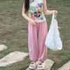 Ropa Infantil para Niñas 2026 Verano Nuevo Estilo Pantalones Jogger con Lazo de Encaje Huecos Pantalones Casuales Sueltos para Niños Anti-Mosquitos