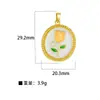 Pingente para Mulheres Estilo Pintura a Óleo Jardim de Monet Pingente Redondo de Flor para Mulheres Moda Elegante Simples Corrente para Clavícula Pingente Atacado