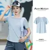 Camiseta Feminina de Verão Nova Azul Creme de Seda de Gelo Secagem Rápida Manga Curta Casual ao Ar Livre Fitness Esportes Sensação de Gelo Feminina