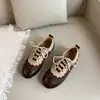 Zapatos Pequeños de Cuero Estilo Británico con Cordones para Mujer Otoño 2026 Nuevos Retro Tacón Oculto Con Cordones Estilo Pequeño Chanel Zapatos de Vestir