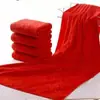 Ventas Directas de Fábrica Fibra Ultrafina Suave Absorbente Gofrado Rojo Brillante Regalos de Boda Recuerdos de Fiesta 35*75 Toalla