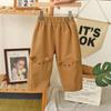 Roupas Casuais para Homens, Mulheres e Crianças para Primavera e Outono Calças Casuais Estilo Western para Bebê Calças com Apliques de Desenho Animado Tridimensionais Marca Tendência Estilo Coreano